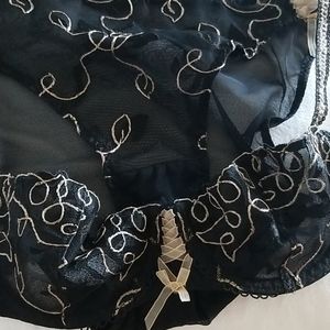 Aubade Paris Intimate Bra Set Black & Champagne Applique Made in France Size 34